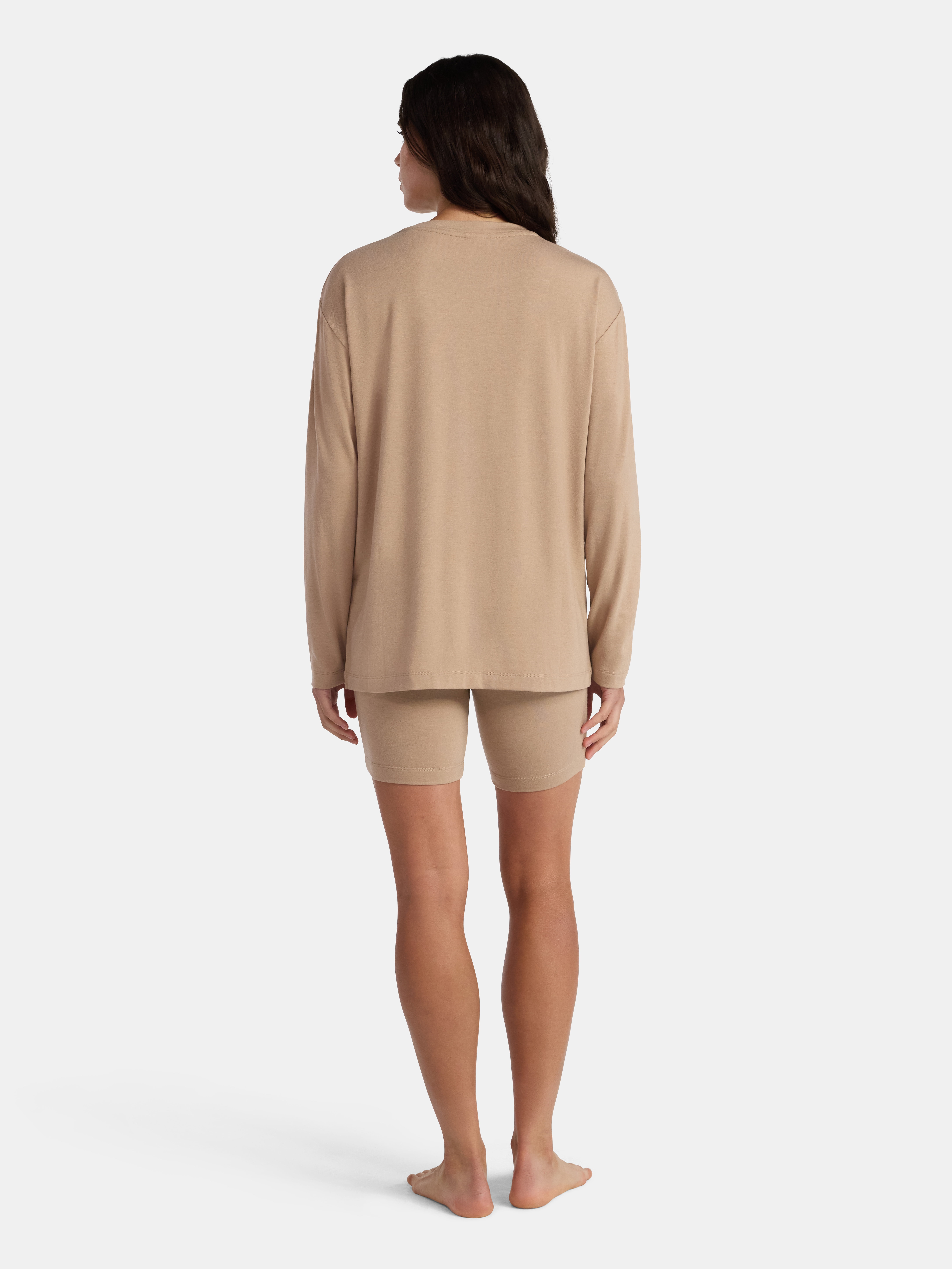 Lissome Women’s Super Soft Jersey Knit Long Sleeve Sleep Top and Shorts Pajama Set, 2-Piece, Sizes S-3X