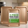 thumbnail image 7 of 3pcs Commercial Quality Baking Sheet Pan Set, Carbon Steel Cookie Sheet, Warp Resistant Baker's Half Sheet Pan, Cookie Tray Pans for Baking, Roasting Dishwasher Safe gold, 7 of 7