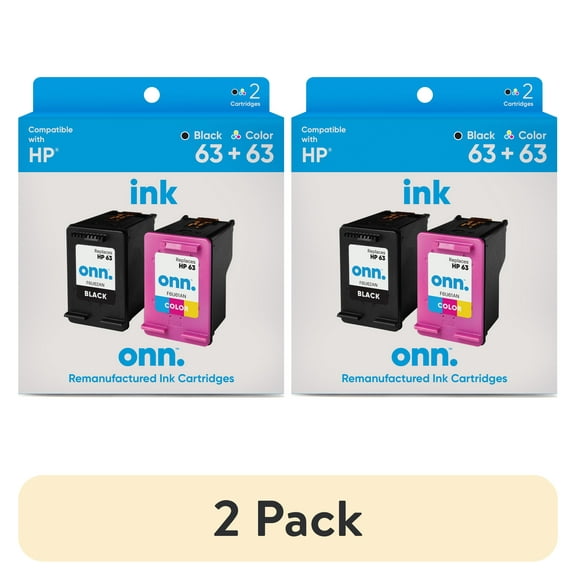 Remanufactured ONN HP 63 Black & Tri-Color Inkjet Cartridges 2-Pack