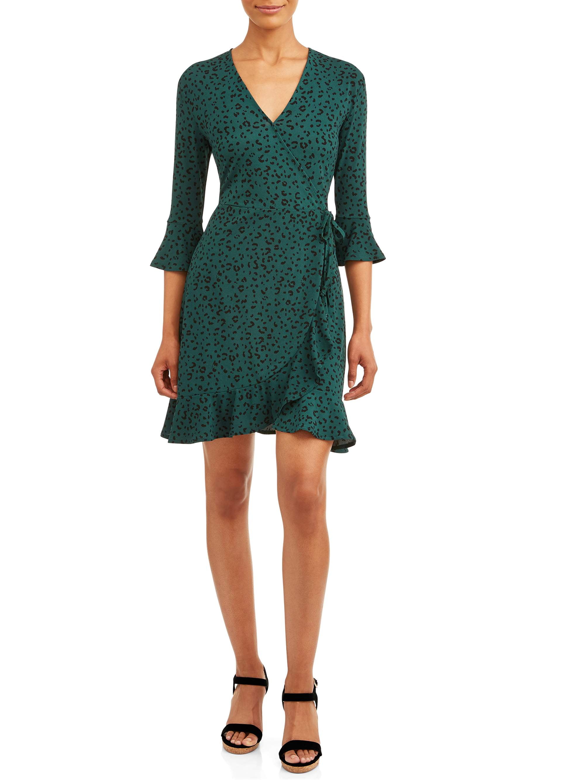 wrap dress 3 4 length sleeve