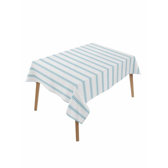 Blue Striped Table Cloth, Blue White Stripes Farmhouse Waterproof Tablecloth for Rectangle Tables, Reusable Washable Fabric Table Cover for Restaurant Kitchen Dining Tables 60"x84"