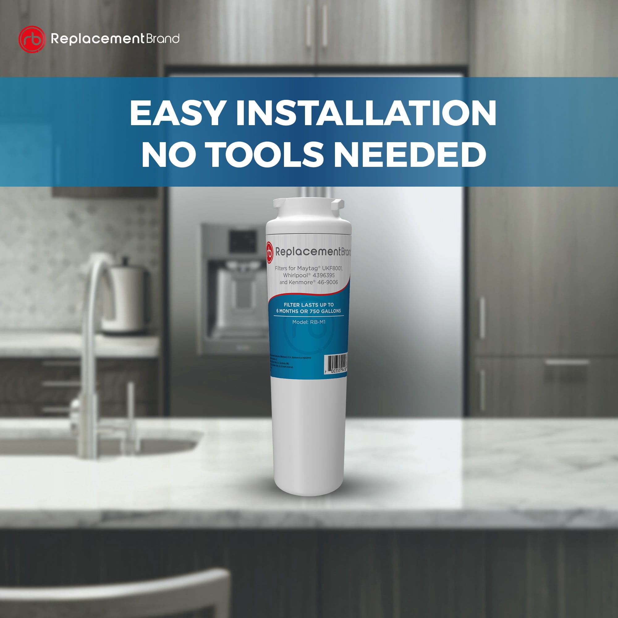 ReplacementBrand UKF8001 Comparable Replacement for Maytag UKF8001 EDR4RXD1 4396395 46-9006 Refrigerator Water Filter 2 Pack