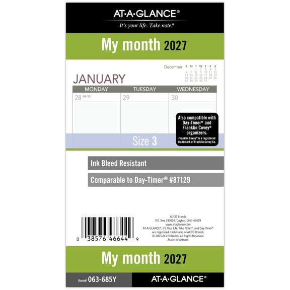 Recambio de agenda AT-A-GLANCE 9,5 cm × 17 cm con pestañas