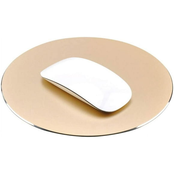 Premium Aluminum Mouse Pad - For Apple, Microsoft, Logitech, Tecknet, Razer Mouse, Metal Mouse Pad-Round-Gold Color, Mouse Pad