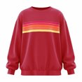thumbnail image 4 of Women's Crew Neck Sweatshirt Fashion Rainbow Striped Outfits Color Block Loose Fit Casual Fall Pullover Tops,Long Sleeve Fleece Sweatshirts,Lightweight Cotton Workout Pullovers, 4 of 5