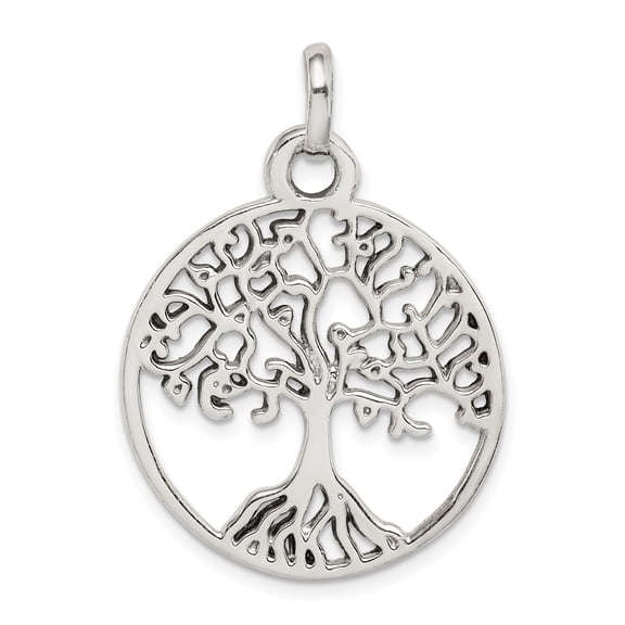 Sterling Silver Polished Tree of Life Pendant