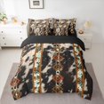 thumbnail image 2 of jejeloiu Ancient Bohemian Aztec 7pcs Bedding Comforter Set,Vintage Cattle Hide Queen Bedding Sets For Boys Men Reversible, 2 of 8