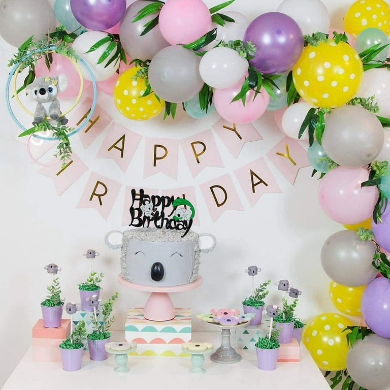Glorymoment Koala Cake Topper Birthday, Glitter Happy Birthday Cake Topper  for Koala Theme Party Wild Animals Birthday Baby Shower Party Cake
