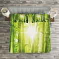 thumbnail image 3 of Ambesonne Jungle Quilted Bedspread Set 3 Pcs, Sun Beams in Wild Jungle Art, Queen Size, Lime Green Yellow, 3 of 3