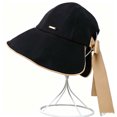 thumbnail image 3 of OOOUM Women Wide Brim Sun Hat Back Bow Decor Ponytail Friendly Lightweight Adjustable Outdoor Travel Beach Fisherman Hat Black, 3 of 3