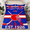 thumbnail image 2 of Erosebridal Ice Hockey Bed Sheets Set Queen,Sports Sheet Set,Hockey Players Sheets,Sports Ball Game Flat Fitted Sheet with 2 Pillowcases Wrinkle Free(New York), 2 of 5