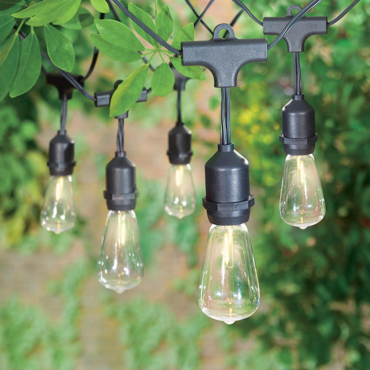Better Homes & Gardens 15-Count Shatterproof Edison Bulb Outdoor String Lights with Black Wire - image 2 of 8