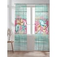 thumbnail image 2 of Sheer Curtains 96 Inches Long 2 Panels Set for Living Room, Pink Starfish Ocean Semi Sheer Curtains for Windows, Coastal Conch Green Wood Plank Farm Voile Window Treatments Rod Pocket Curtain, 2 of 7