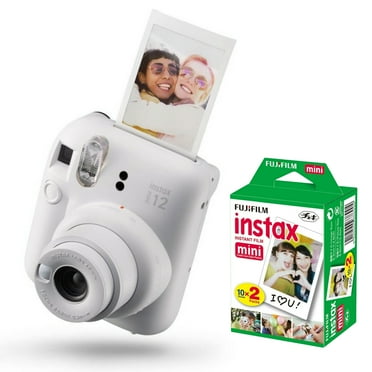 Fujifilm Instax Mini 12 Instant Film Camera ( Clay White )   Fujifilm Instax Mini Twin Film bundle ( 10 Sheets x 2 Packs )