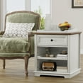 thumbnail image 4 of FAGAGA Large Nightstands with Charging Station, End Table with Drawers, Square Storage Table with 2 Open Mind Drawers & Adjustable Storage Shelf for Living Room, Study Room | White, 4 of 11