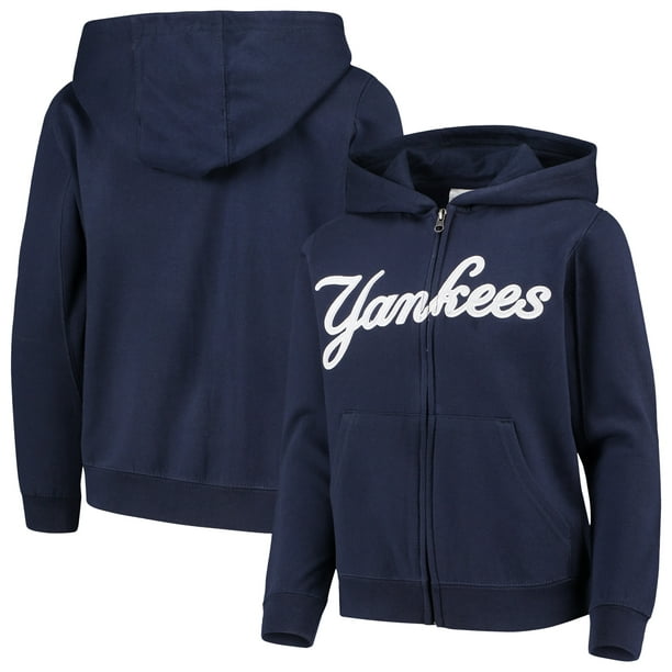 New York Yankees Youth Team Color Wordmark Full-Zip Hoodie - Navy ...