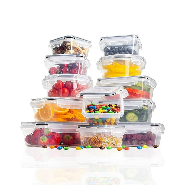 Set 12 Recipientes Hermeticos Found Juego 12 Contenedores Hermeticos de Plastico Para Alimentos y Almacenaje Refrigerar Microondas Topper Plastico 12 Recipientes Sellado Hermetico