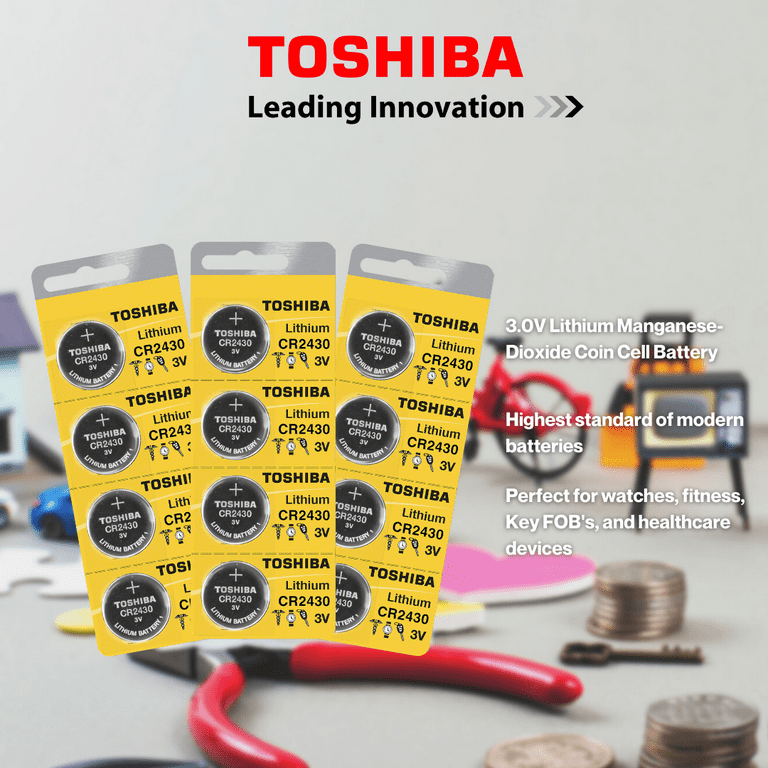 Toshiba CR2430 3V Lithium Coin Cell Battery (8 Batteries)