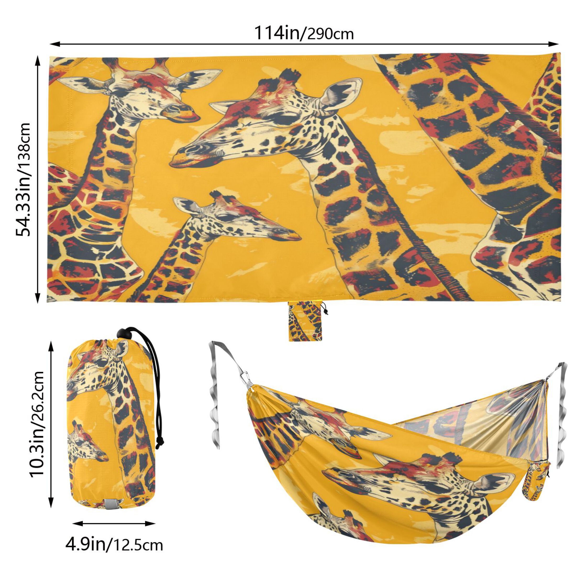 Hammock Camping Hammock Nylon Portable Hammock Travel Camping Hammock Yellow Giraffe