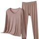 thumbnail image 3 of Conjunto de Ropa Interior Larga de Mujer Cuello en V Manga Larga Lencería Casual Ropa de Dormir Pajama Set Confort Suave, Lencería de Manga Larga para Mujeres, 3 of 5