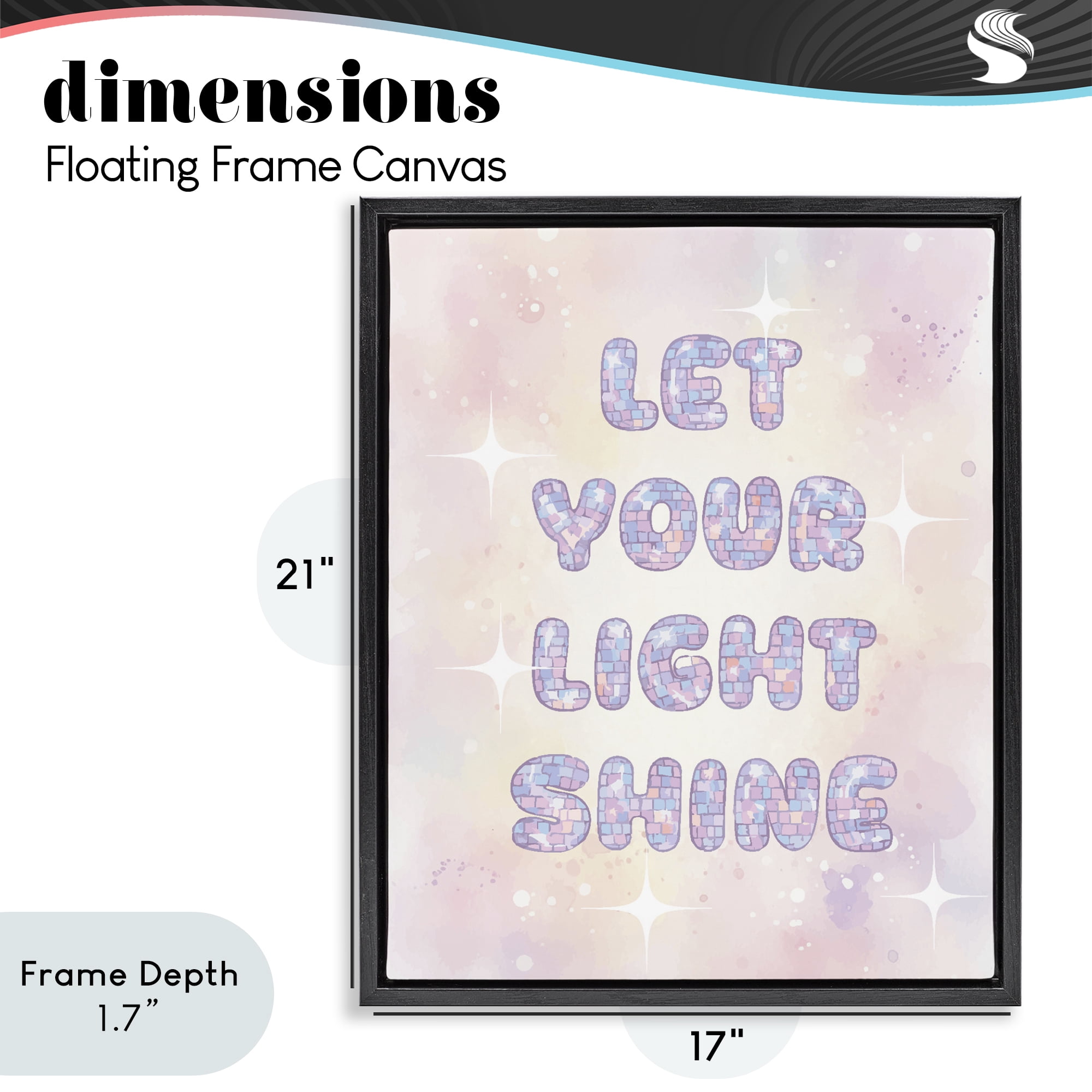 Stupell Industries Let Your Light Shine Pastels Black Framed Floater Canvas Wall Art, design by Lil' Rue