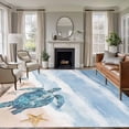 thumbnail image 2 of Area Rug 60×96in, Marine Theme Sea Turtle Starfish Floor Carpet Living Room Rug, Ocean Beach Watercolor Art Non-Slip Welcome Mat Indoor Rugs for Bedroom Dining Room, 2 of 9