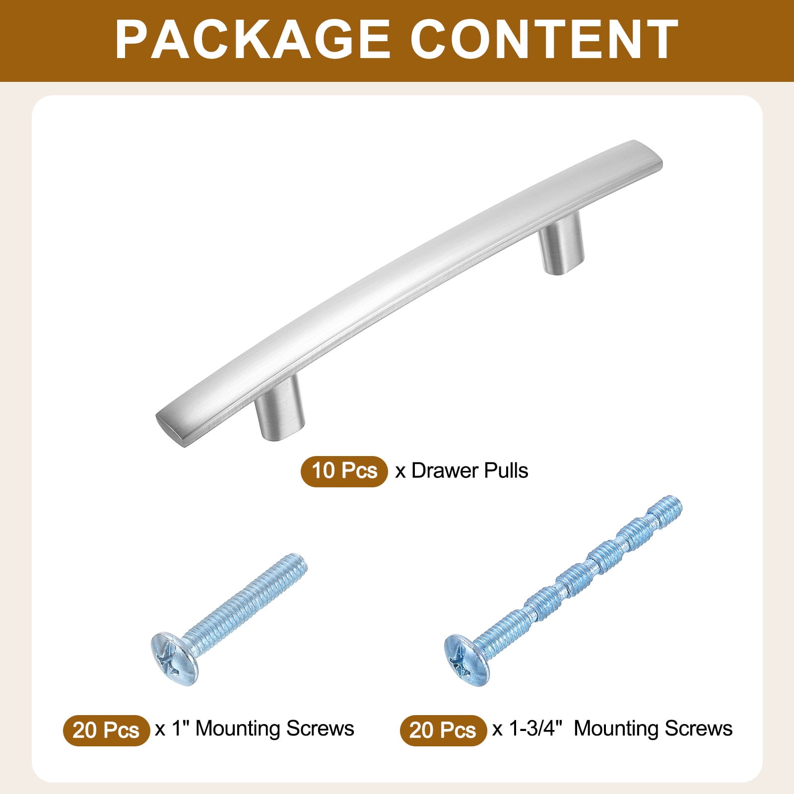 Kitchen Cabinet Handles, 10Pcs 5-3/16" - Zinc Alloy 3" Hole Center Curved Cabinet Pulls, Arch Drawers Handles for Furniture Wardrobe Door (Silver)