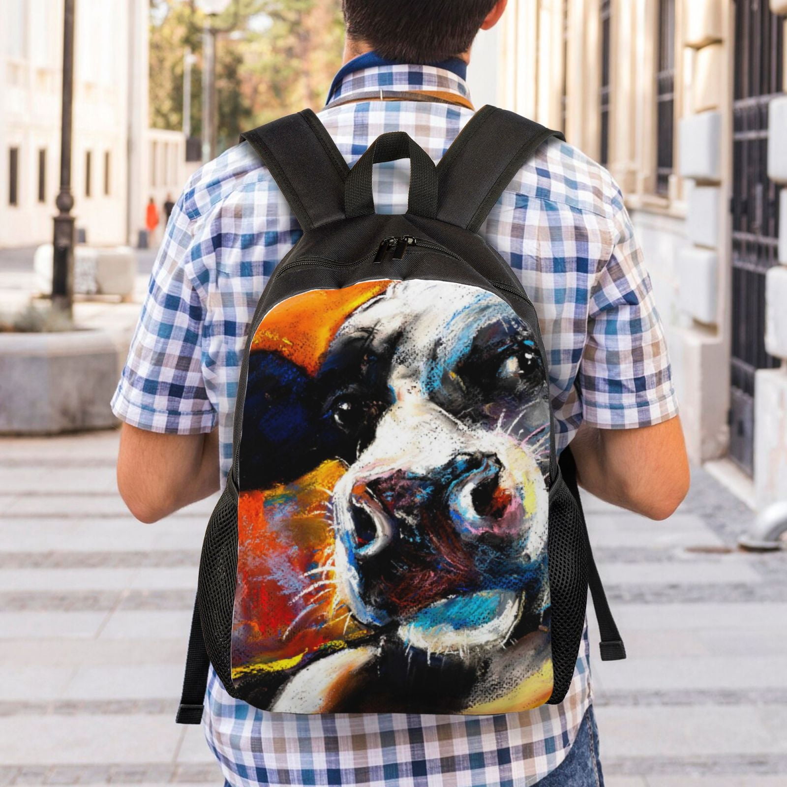 Horeoi Cow Print Waterproof 600D Oxford Laptop Backpack for School Travel Work - Lightweight Durable Bag with Adjustable Straps