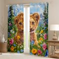 thumbnail image 2 of Manfei Jungle Wildlife Lions Blackout Curtains Set of 2 (52x84 Each),Colorful Flower Floral Window Curtains,Multicolor Natural Botanical Curtains and Drapes For Boys Kids,Luxury Bedroom Decor, 2 of 6
