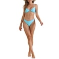 thumbnail image 2 of INSPIRAR CHIC Conjuntos de Bikini de Mujer con Aros Halter de 2 Piezas, Tirantes Ajustables, Parte Inferior en Triángulo, Trajes de Baño en Azul Claro Mediano, 2 of 5