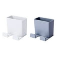thumbnail image 1 of 2 Pcs Remote Controller Organizer Wall Mounted Phone Charging Bracket Universal TV Holder Media Organizer Storage Box Keys Sundries Organizer (White and Grey), 1 of 7