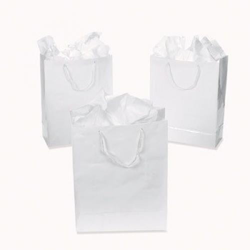 Small White Gift Bags Party Supplies 12 Pieces
