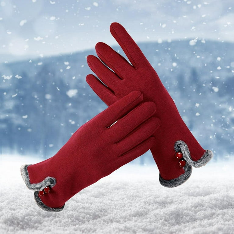 Red fleece deals gloves women's