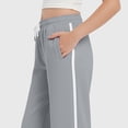 thumbnail image 5 of Girls Baggy Sweatpants Straight Leg Drawstring Athletic Pants Elastic Waist Striped Joggers Loose Soft Stretchy Trousers, 5 of 7