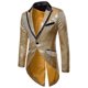 thumbnail image 1 of Chaqueta de traje de frac de lentejuelas brillantes para hombre, chaqueta de esmoquin de novio de boda con un botón, traje de fiesta de graduación/S/dorado kaili Sencillez, 1 of 4