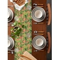 thumbnail image 5 of Palm Tree Tropical Burlap Cotton Table Runner 13x48 Inches Long, Pink Summer Green Botanical Farmhouse Table Runners, Outdoor Dining Tablecloths Decor for Baby Shower/Party/Wedding, 5 of 6