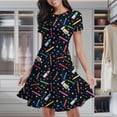 thumbnail image 2 of Art Supplies Star Pattern Women's Classic Swing Skater Dress Casual Work Party Cocktail Dresses, 2 of 6