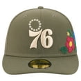 thumbnail image 2 of Men's New Era Olive Philadelphia 76ers Tonal Florals 59FIFTY Fitted Hat, 2 of 5