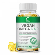 GPGP Greenpeople Omega 3-6-9 Vegan Formula - 5 in 1 Scientifically Formulated Plant-Based Omega 3 6 9 Essential Fatty Acids - 120 Softgels