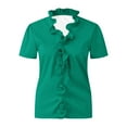 thumbnail image 4 of Clearance! LIZUOJUNF Women Blouses Women's Blouses Dressy Boho Casual Ruffle Short Sleeve Tops Business Outfits Ladies Summer 2025 Trendy Work Shirts Trendy Tunic Blouses, 4 of 6