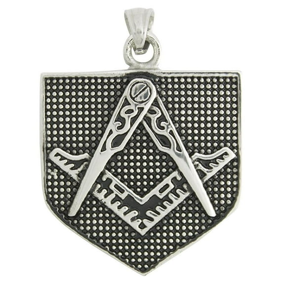 Stainless Steel Silver Masonic Square and Compass Pendant