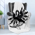 thumbnail image 4 of Celtic Soft Flannel Fleece Throw Blanket, Abstract Fantasy Animal Medieval Eagle for Culture and Tattoo Design, Cozy Plush for Indoor and Outdoor Use, 50" x 70", Black and White, by Ambesonne, 4 of 5