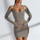 thumbnail image 3 of Vestidos de fiesta elegantes Gibobby vestido de moda con cuello halter de manga larga para mujer corto, 3 of 4