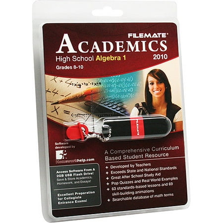 FileMate Academics High School Algebra 1 2010 2GB USB Drive Educational Software