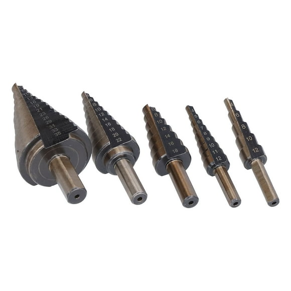 Drill Bit Set 5Pcs High Stepped Drill Bit Step Drill Bit Durability Step Drill BitS Hole Opening Tool Drill Bit for Metal with Aluminum Case