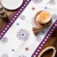 thumbnail image 3 of 250th Anniversary Floral Table Runner 120 Inches, Red Blue Stars 4th of July Bed Runner Dresser Scarves Tabletop for Indoor Outdoor Parties/Ceremony/Banquet, 13"x 120", 3 of 9