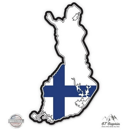 Finland Map Flag Country Shape - 3" Vinyl Sticker - For Car Laptop I-Pad Phone Helmet Hard Hat - Waterproof Decal