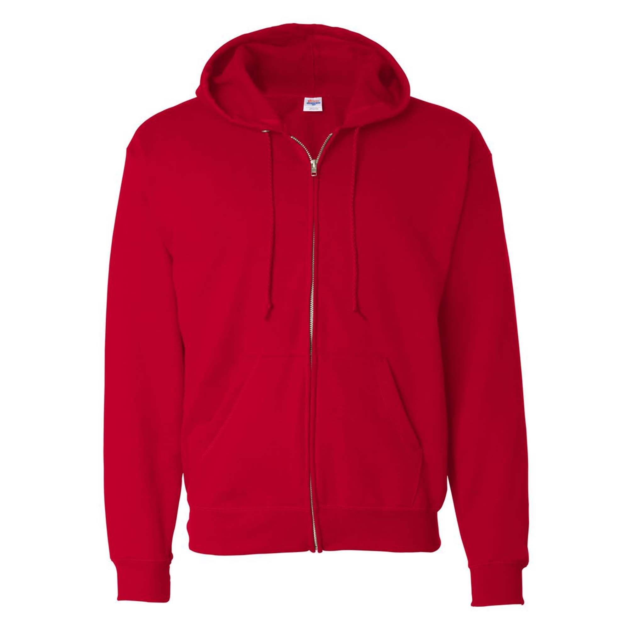 Hanes EcoSmart Full-Zip Hooded Sweatshirt, Soft Fleece Hoodie, Zip-Up Jacket with Pockets, Deep Red, XL