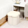 thumbnail image 1 of PINPLUS 12.6" White Ottoman Storage Box, Folding Storage Seat Box, Small Footstool For Living Room, Kid's Toy Chest Box, Teddy Flower Shape, 1 of 7