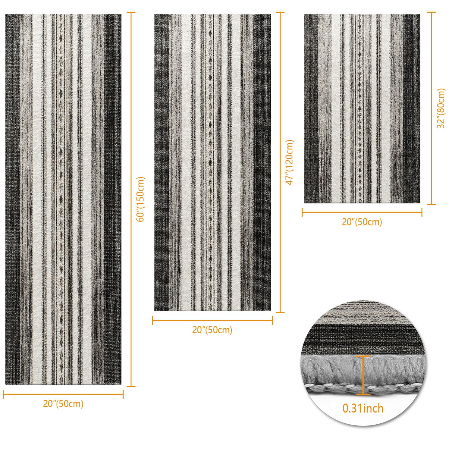 3 Piece Kitchen Rug Set, Non-Slip And Washable, Abstract Pattern Kitchen Hallway Rug, Soft And Comfortable, Suitable For Sinks, Floors, Entrances, Hallways and Bathrooms
